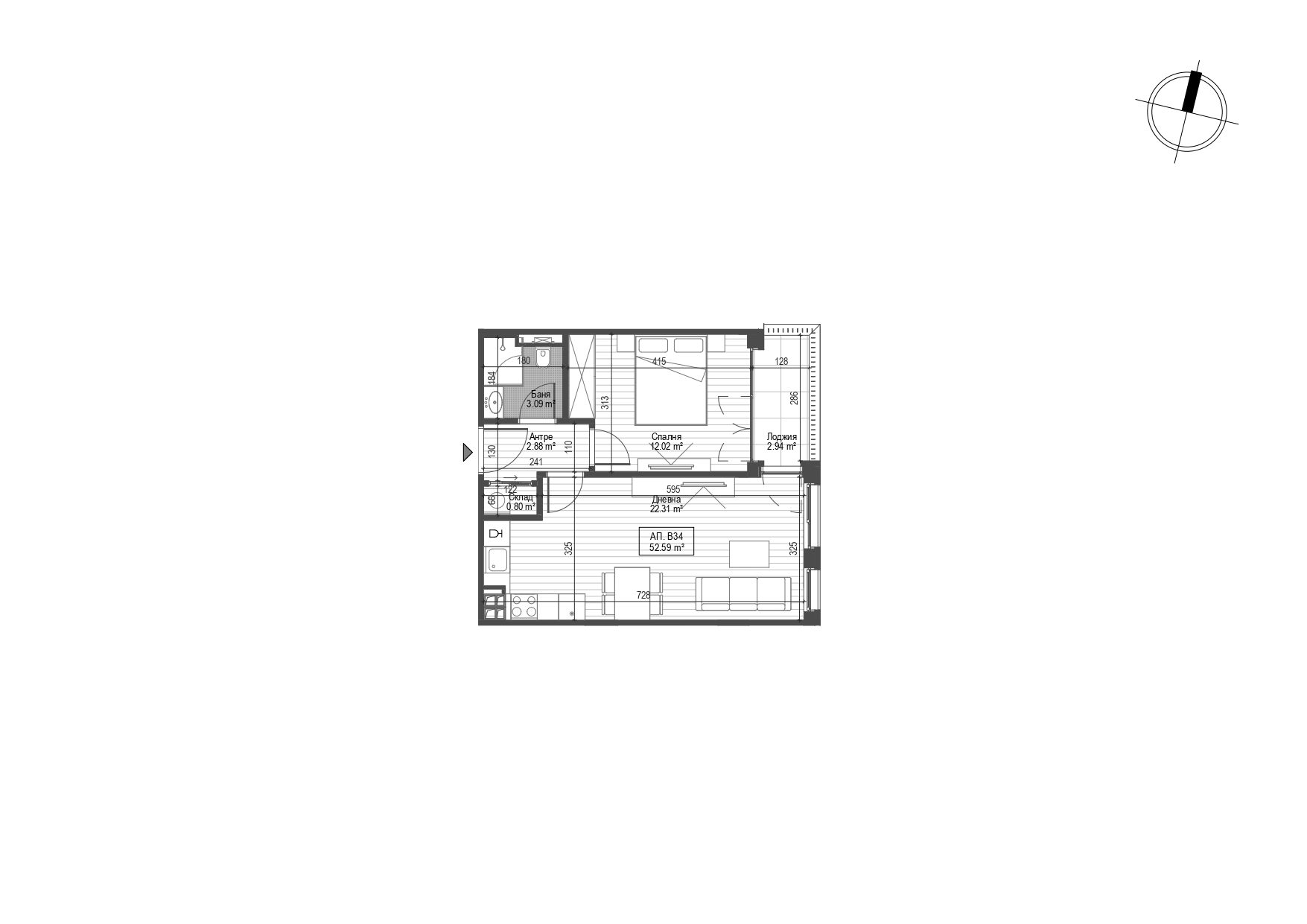 Апартамент В34 - Етаж 7 - Вход В